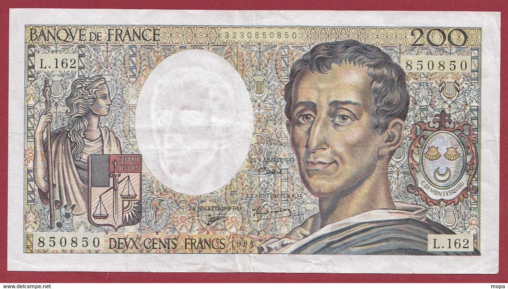 200 Francs "Montesquieu" 1994 ----TTB+----ALPH.L.162--AUCUN TROU D EPINGLE - 200 F 1981-1994 ''Montesquieu''