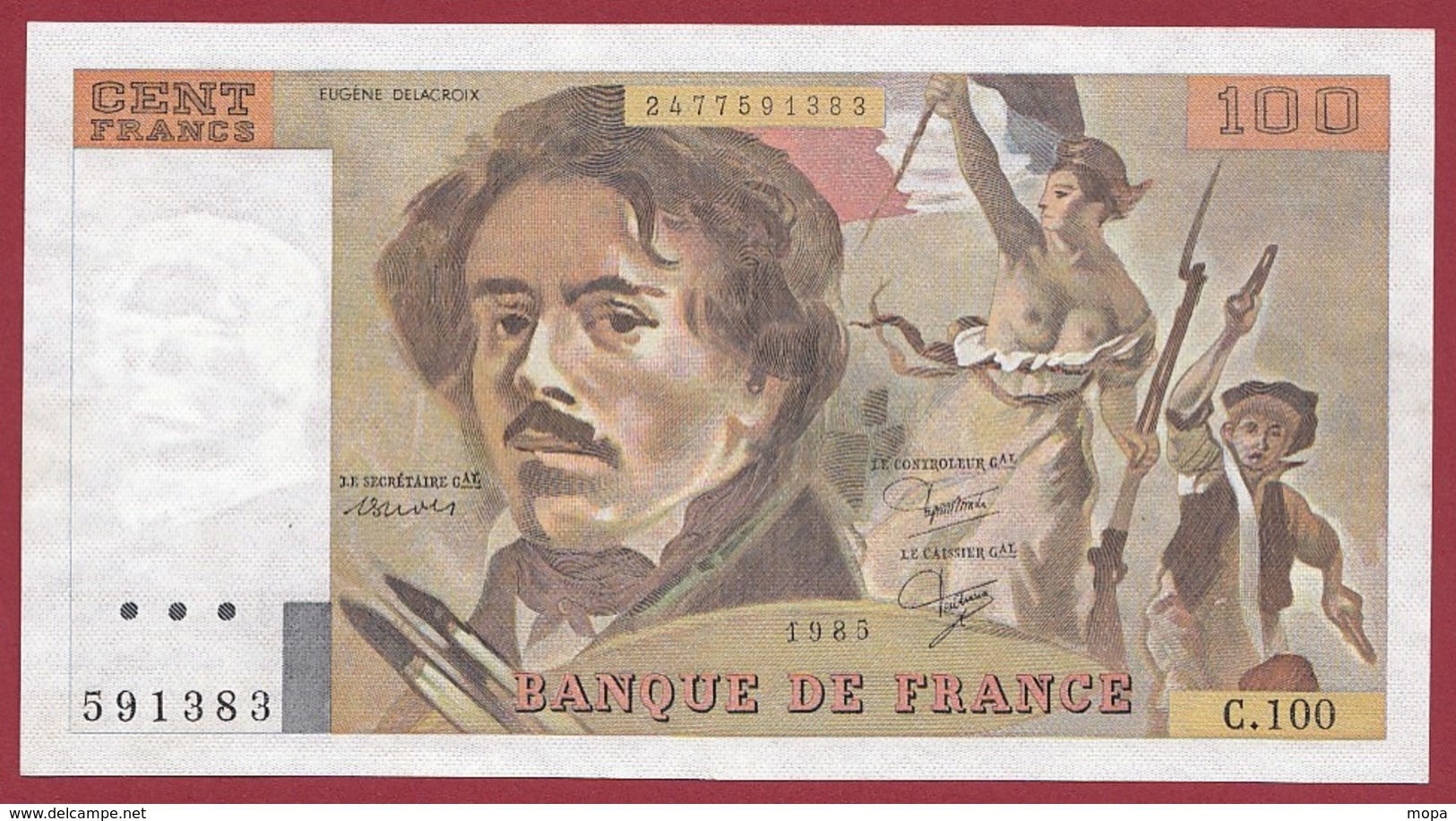 100 Francs "Delacroix" 1985 ----UNC/NEUF----ALPH.C.100---AUCUN TROU D EPINGLE--BILLET SPLENDIDE - 100 F 1978-1995 ''Delacroix''