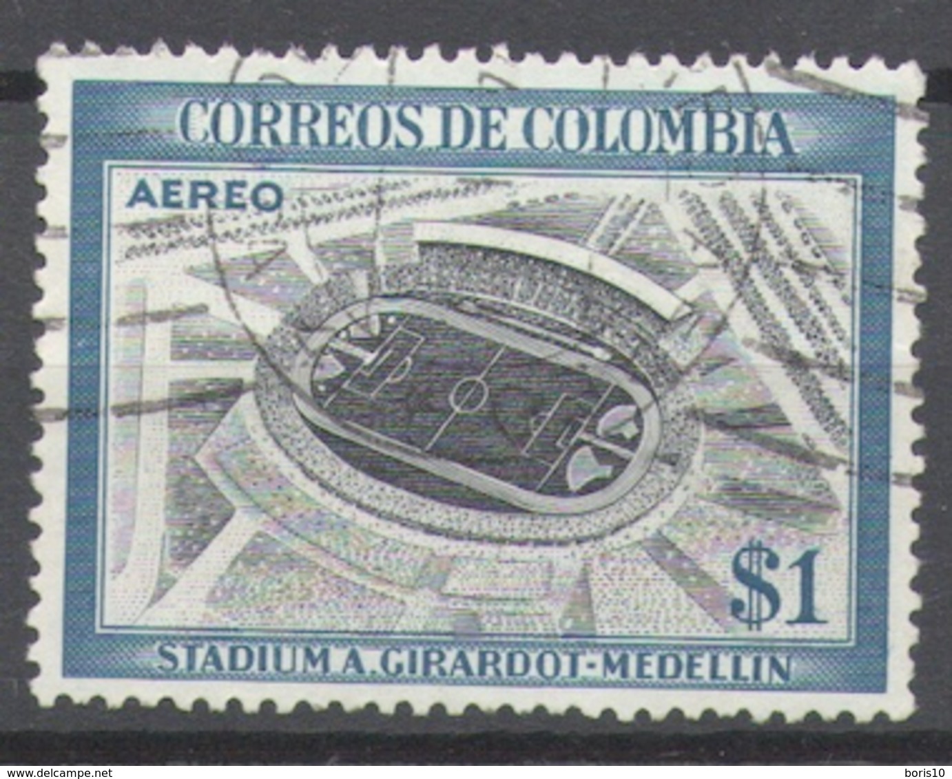 Colombia Used 1954 Football, Soccer, Airmail - Local Motives, Stadium - Colombia