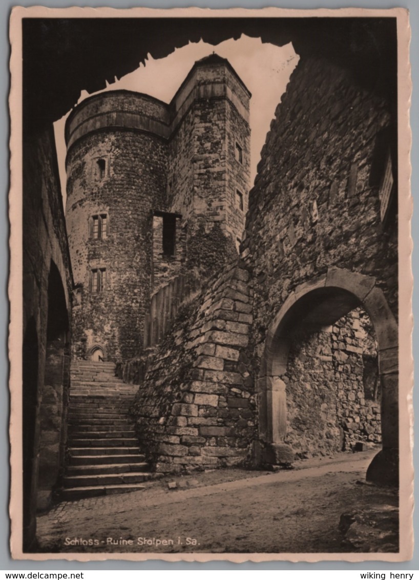Stolpen - S/w Schloss Ruine Stolpen Coselturm Mit Aufgang Zum Gerichtssaal - Stolpen