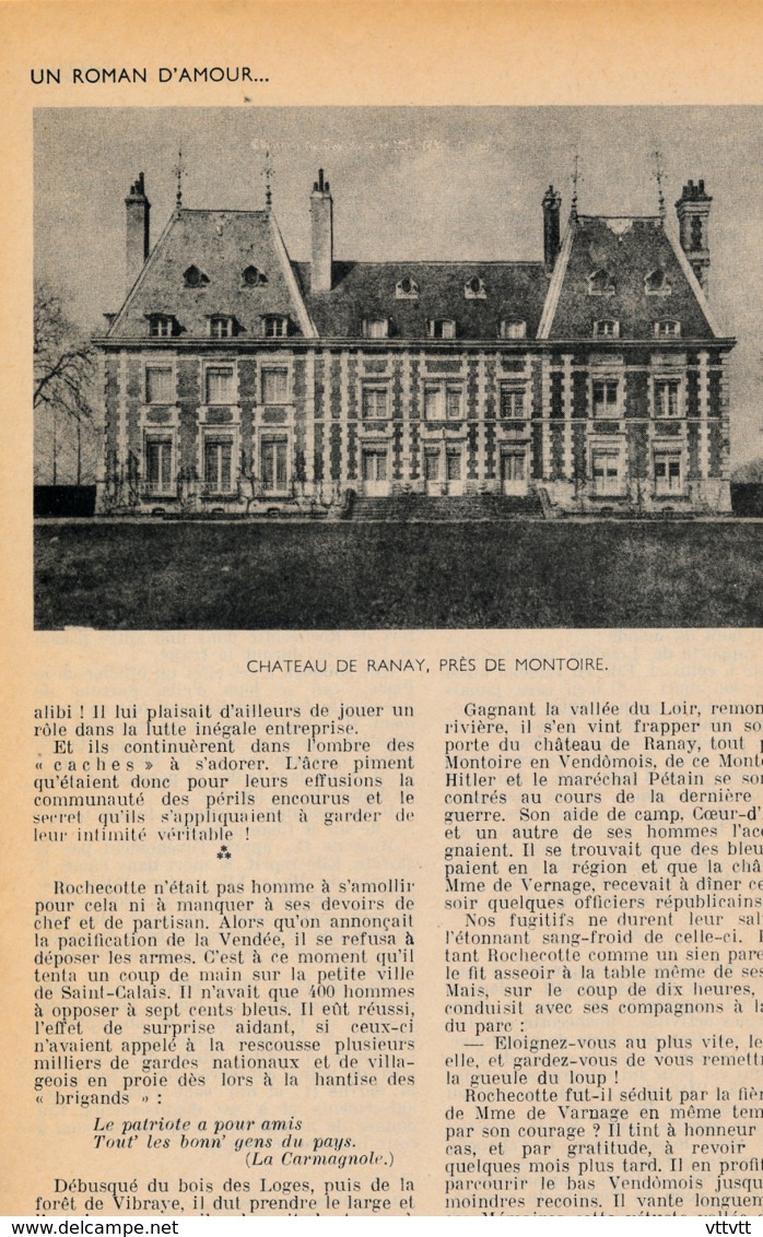 1954 : Document, CHOUANNERIE, Roman D'amour, Saint-Mars-la-Pile, Château De Rouillon, Château De Ranay, Montoire... - Colecciones