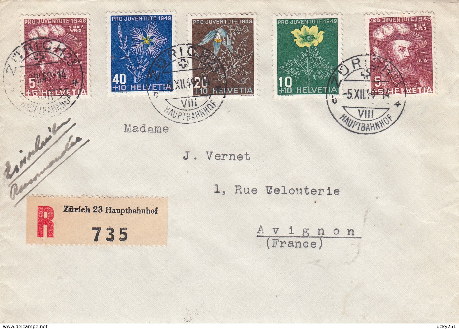 Suisse - Année 1949 - Oblitéré 05/12/1949 - Lettre Avec Série Pro Juventute - Cartas & Documentos