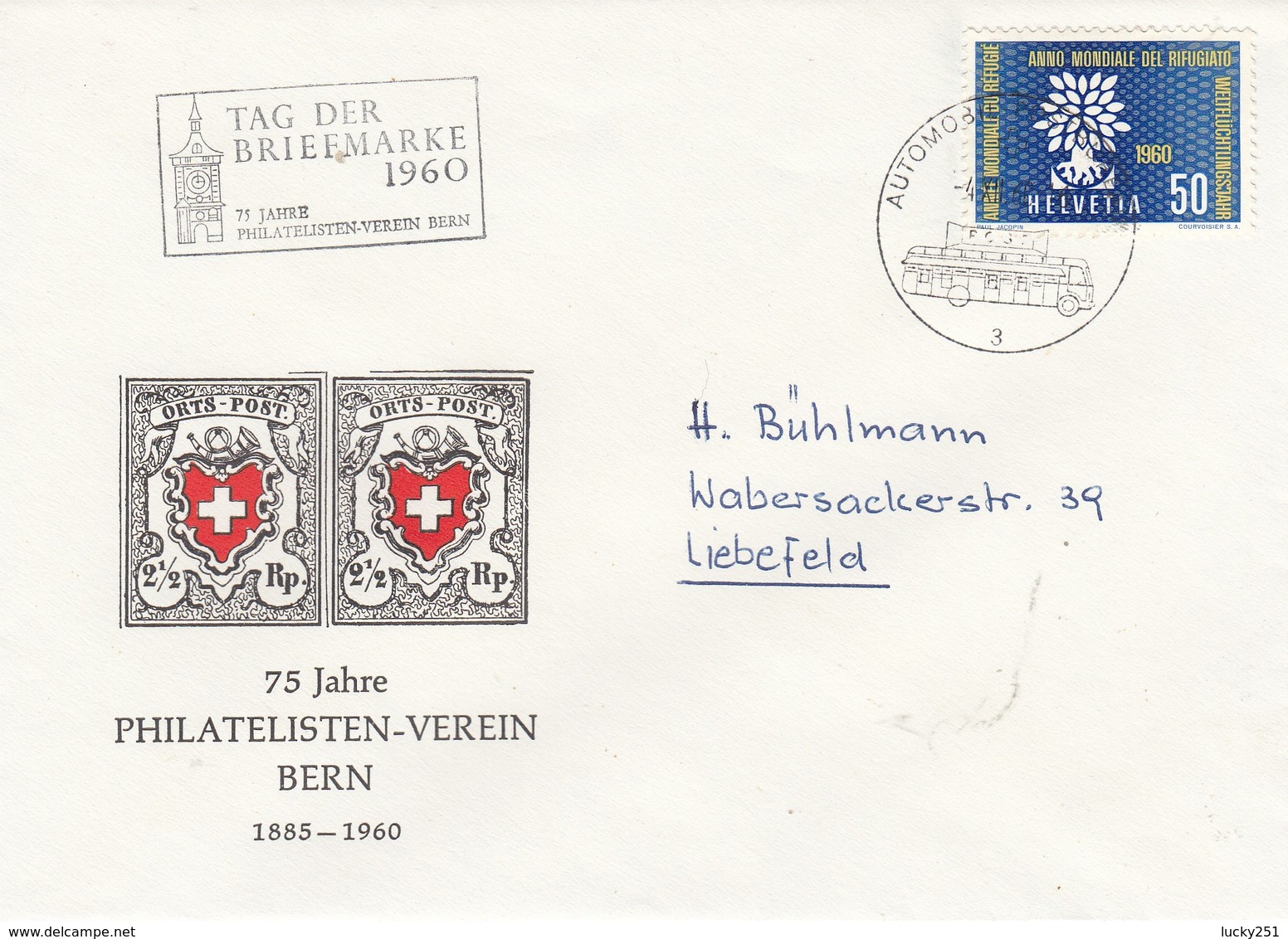 Suisse - Année 1960 - Lettre Oblitérée 04/12/1960 - Journée Du Timbre 1960 Bern - Oblitération Poste Automobile - Lettres & Documents