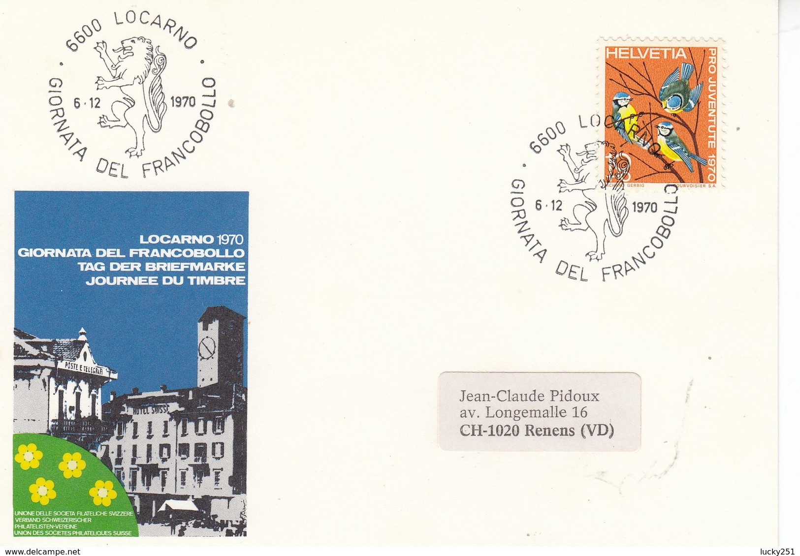 Suisse - Année 1970 - Carte Oblitérée 06/12/1970 - Journée Du Timbre 1970 Locarno - Storia Postale