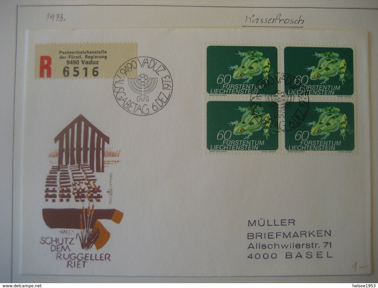 Liechtenstein- FDC Recobeleg  Mit Viererblock Mi.Nr. 593 - Storia Postale