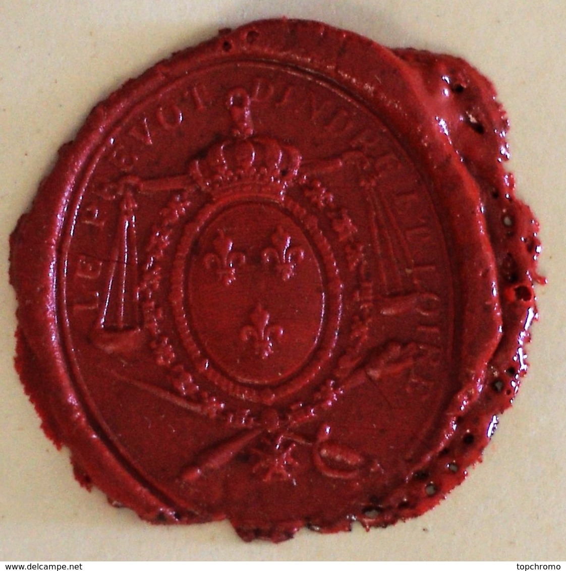 Cachet Cire Le Prévot D'Indre Et Loire Armoiries Blason Sceau - Seals