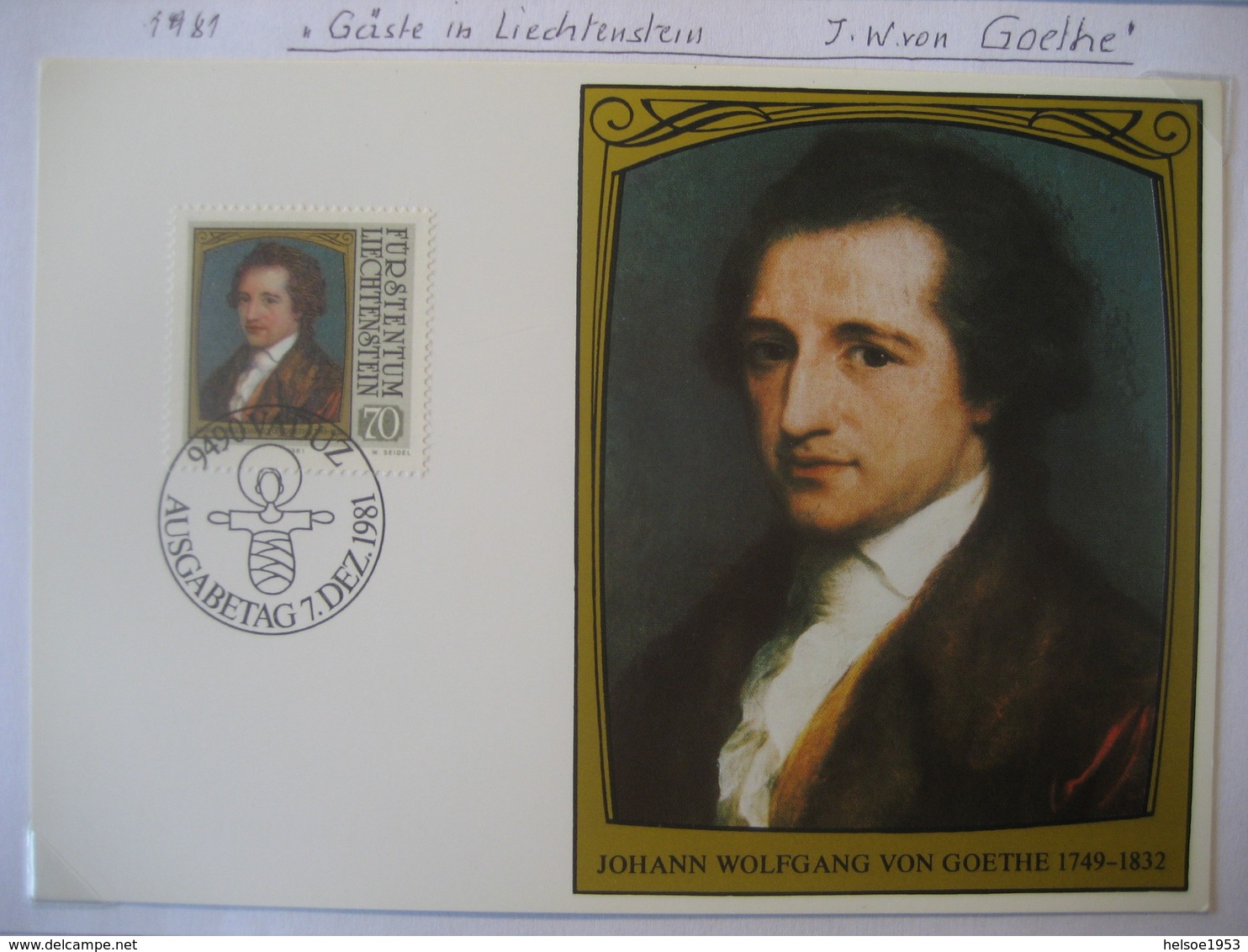 Liechtenstein- FDC Maxicard J.W. Von Goethe Mi.Nr. 785 - Cartas & Documentos