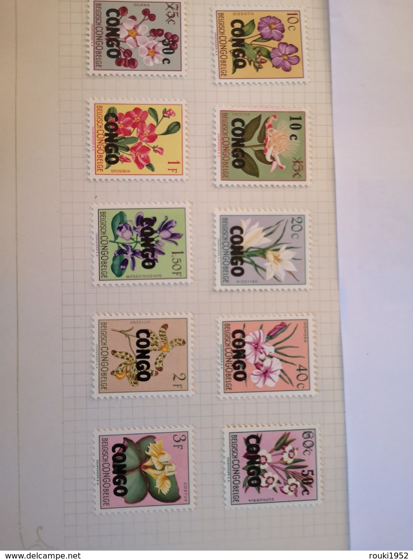 CONGO BELGE - 1960 - BELLE SERIE DES FLEURS N° 382 à 399 - X - COTE : 72.50 E - Neufs. MH. - Unused Stamps