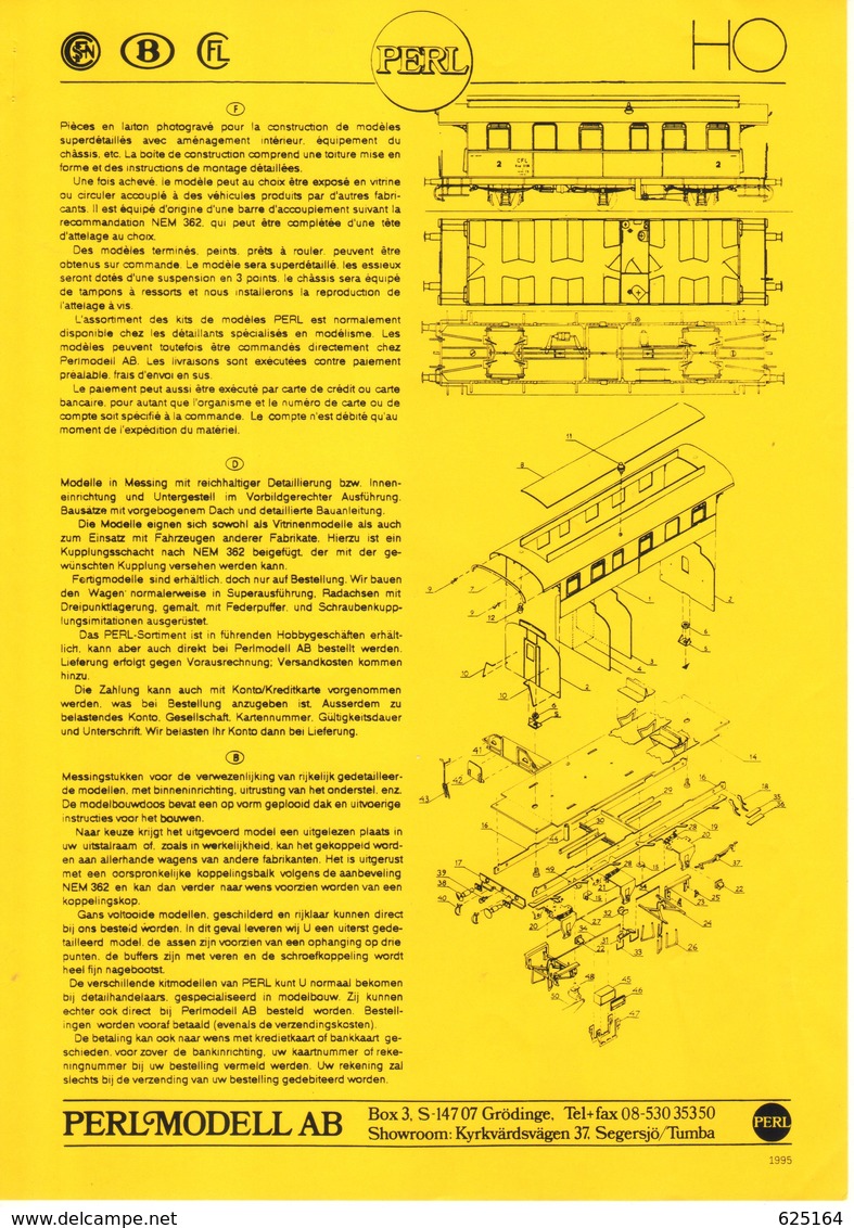 Catalogue PERL MODELL AB 1995 SNCF SNCB CFL  - En Allemand, Néerlandais Et Français - Niederländisch