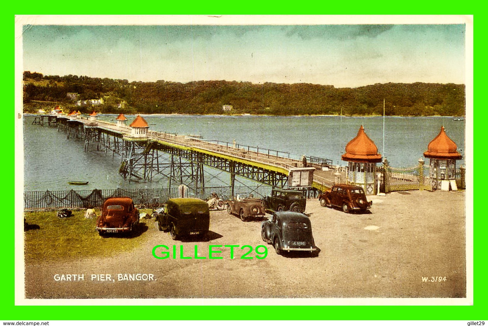 BANGOR, WALES - GARTH PIER - ANIMATED PEOPLES & OLD CARS - VALENTINE & SONS LTD - - Gwynedd