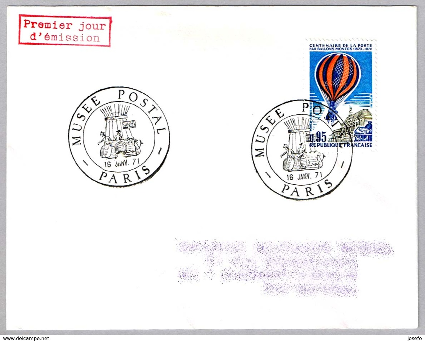 100 AÑOS CORREO EN GLOBO - 100 YEARS MAIL IN BALLOON. FDC Pais, Museo Postal, 1971 - Post