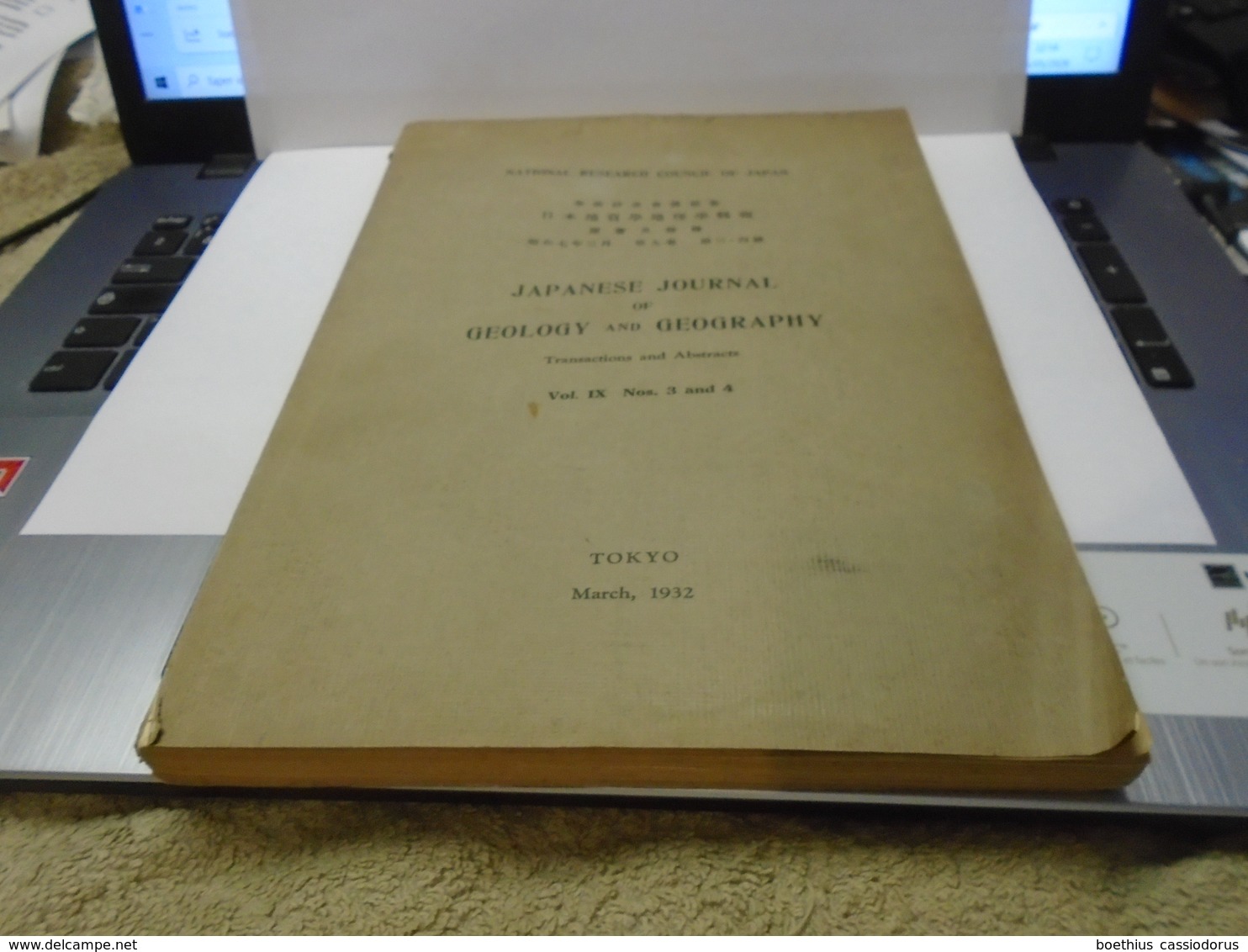 JAPANESE JOURNAL OF GEOLOGY AND GEOGRAPHY Transactions And Abstracts Vol. IX  Nos. 3 And 4 TOKYO March,1932 - Geología