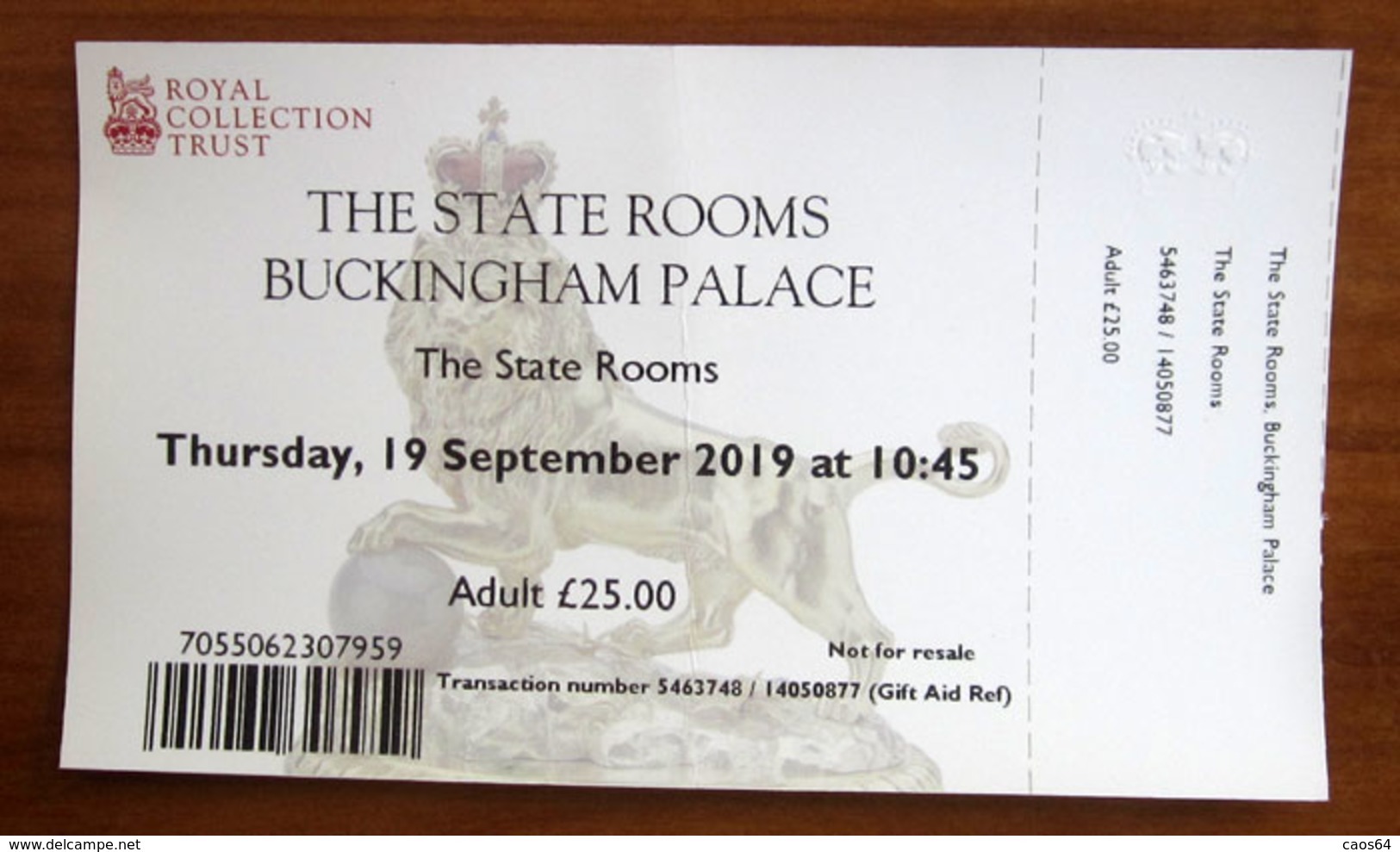 Regno Unito Ticket Royal Collection Trust Buckingham Palace London - Usato - 2019 - Tickets D'entrée