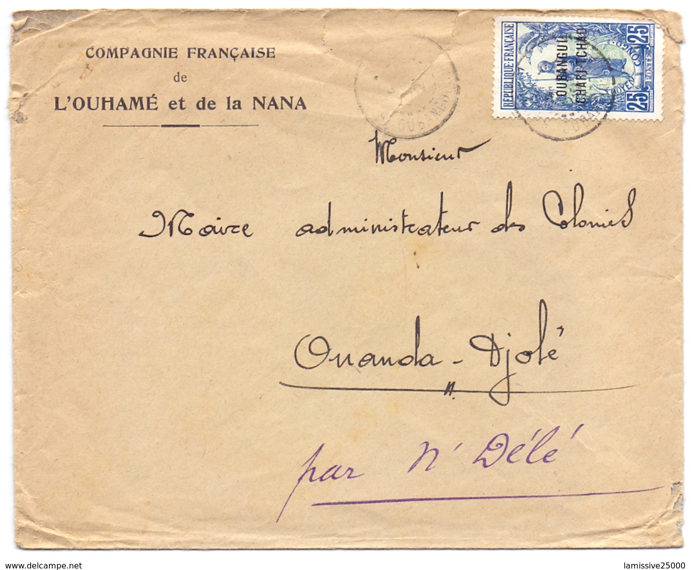 Congo Lettre Oubangui Chari Tchad Pour Ouanda Djolé Par N' Délé - Cartas & Documentos