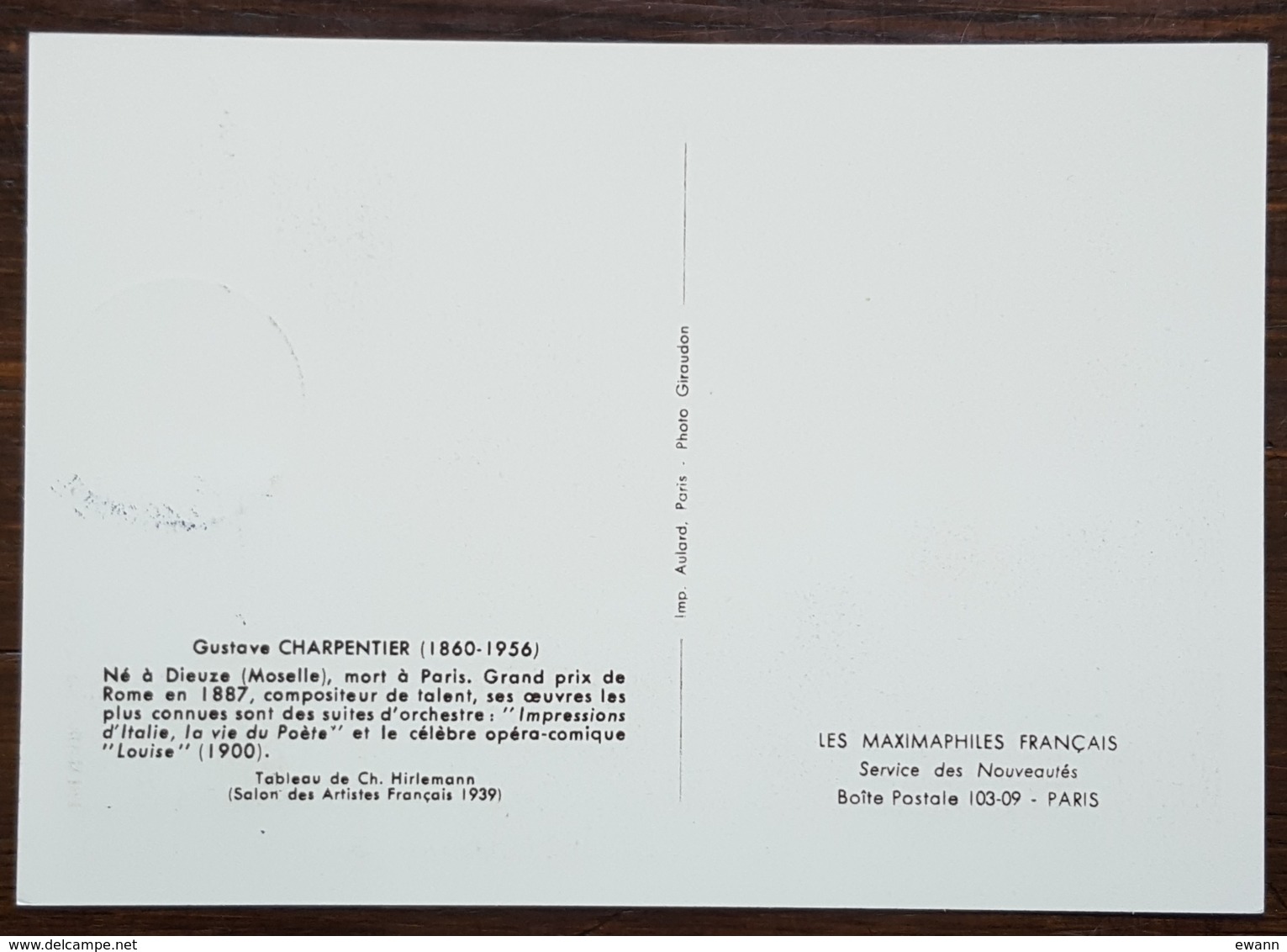 CM 1962 - YT N°1348 - GUSTAVE CHARPENTIER - DIEUZE - 1960-1969