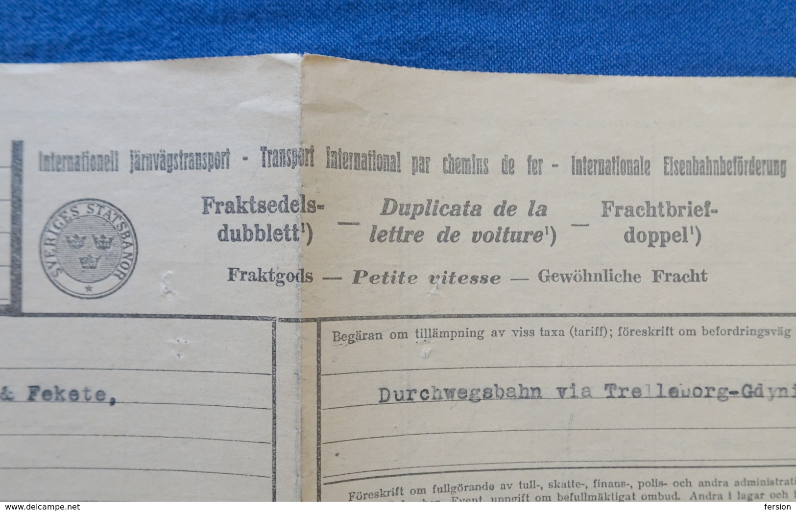 1947 SWEDEN - Hungary Transport Railway IMPRINT WAYBILL REVENUE - Göteborg - Fiscaux