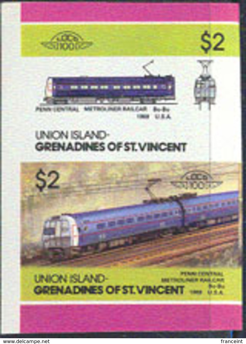 ST. VINCENT (1986) Penn Central Metroliner Railcar Bo-Bo 1969 USA.. Imperforate. Scott No 54. - St.Vincent & Grenadines