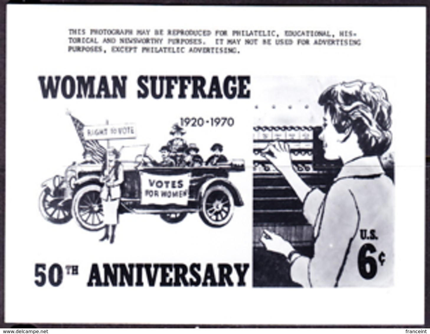 U.S.A. (1970) Woman Suffrage. USPS Publicity Photo Essay. Scott No 1406, Yvert No 898. - Autres & Non Classés