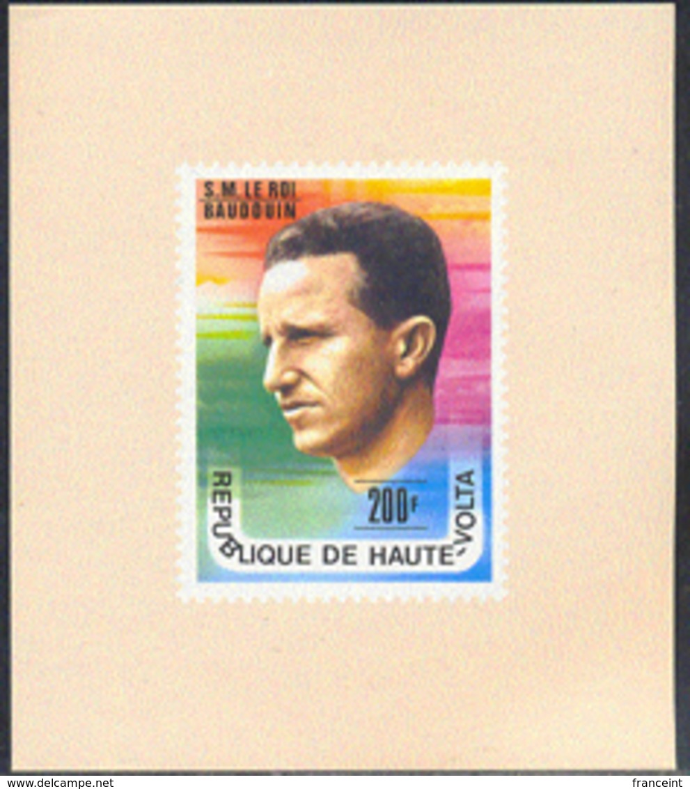 UPPER VOLTA (1977) King Baudouin. Imperforate Minisheet. Scott No 435, Yvert No 414. - Upper Volta (1958-1984)