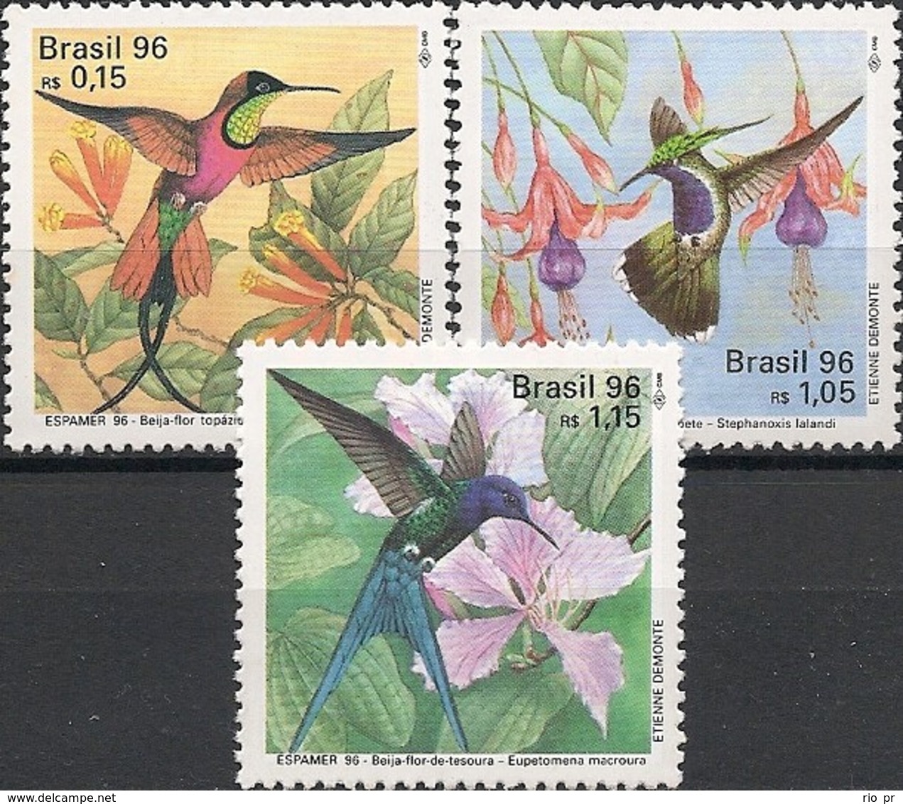 BRAZIL - COMPLETE SET HUMMINGBIRDS, ESPAMER'96 SEVILLA/SPAIN 1996 - MNH - Colibris