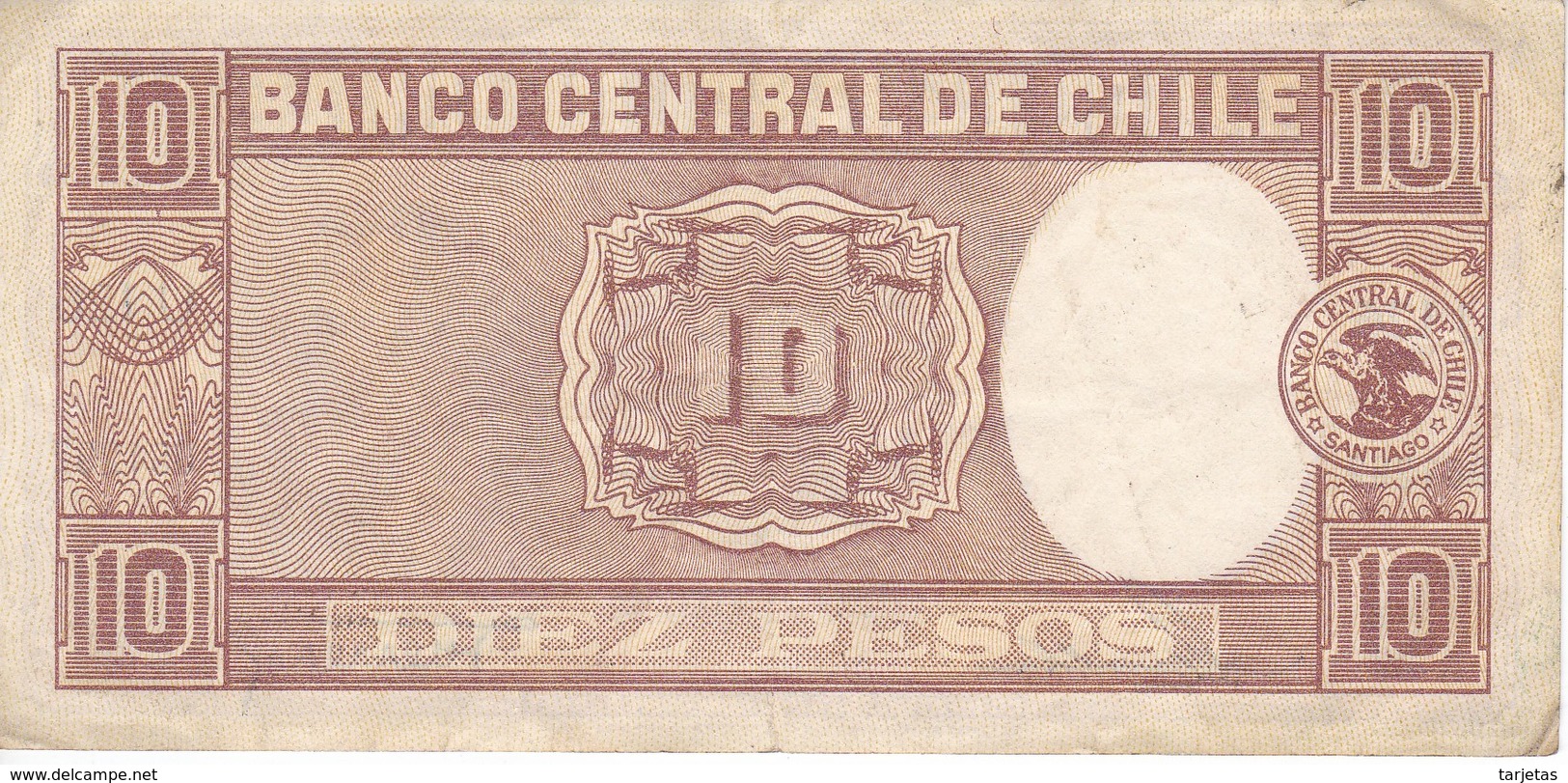 BILLETE DE CHILE DE 10 PESOS DE M. BULNES DEL AÑO 1958  (BANK NOTE) - Chile