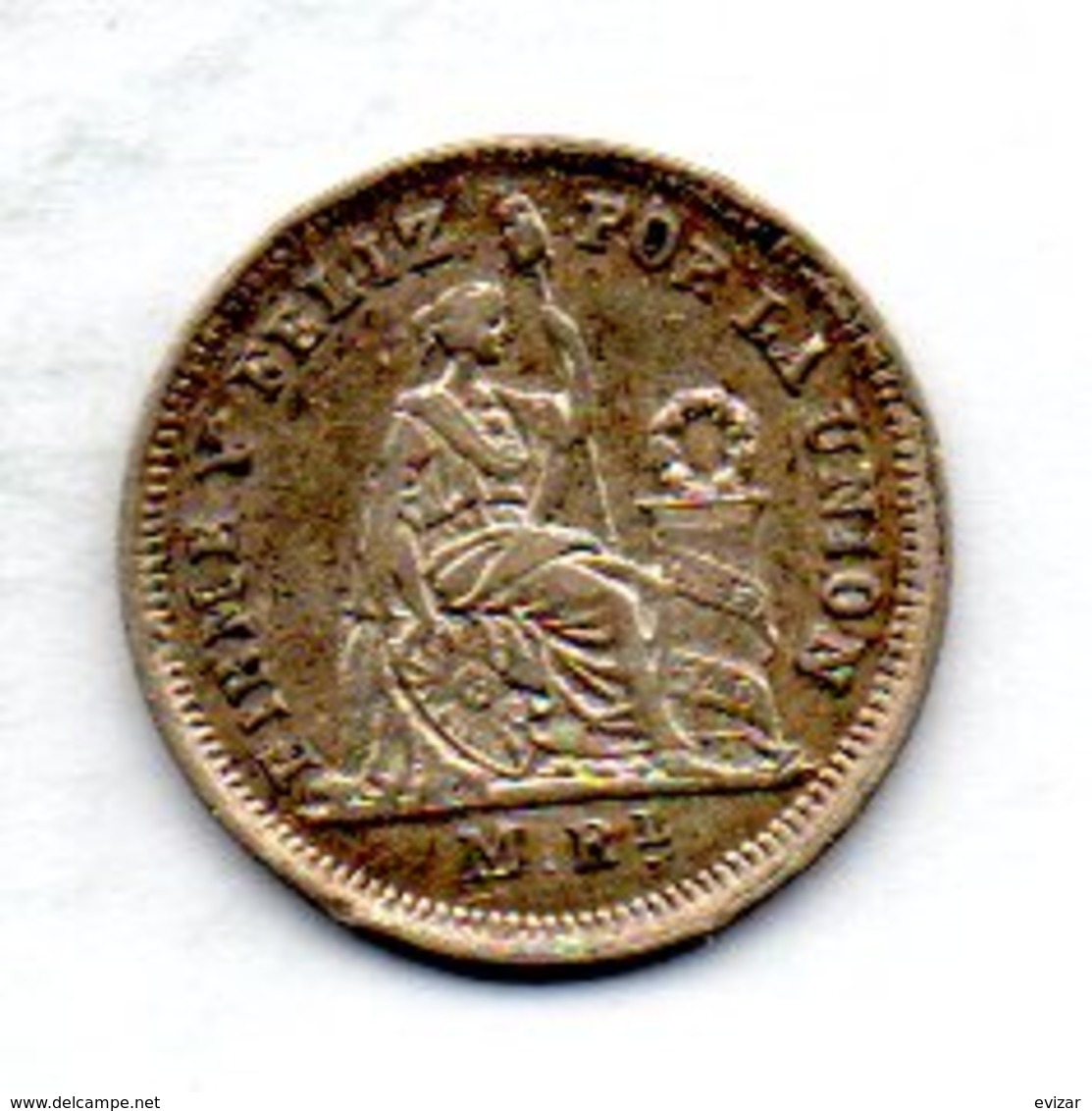 PERU, 1/2 Real, Silver, Year 1861, KM #180 - Peru