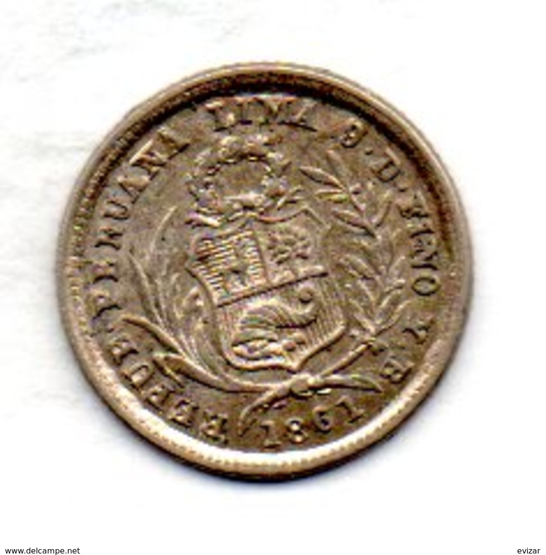 PERU, 1/2 Real, Silver, Year 1861, KM #180 - Peru