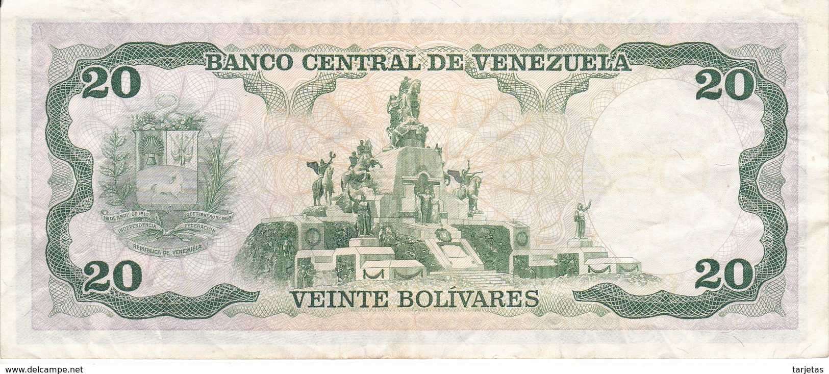 BILLETE DE VENEZUELA DE 20 BOLIVARES DEL AÑO 1987 CALIDAD MBC (VF)  (BANKNOTE) - Venezuela