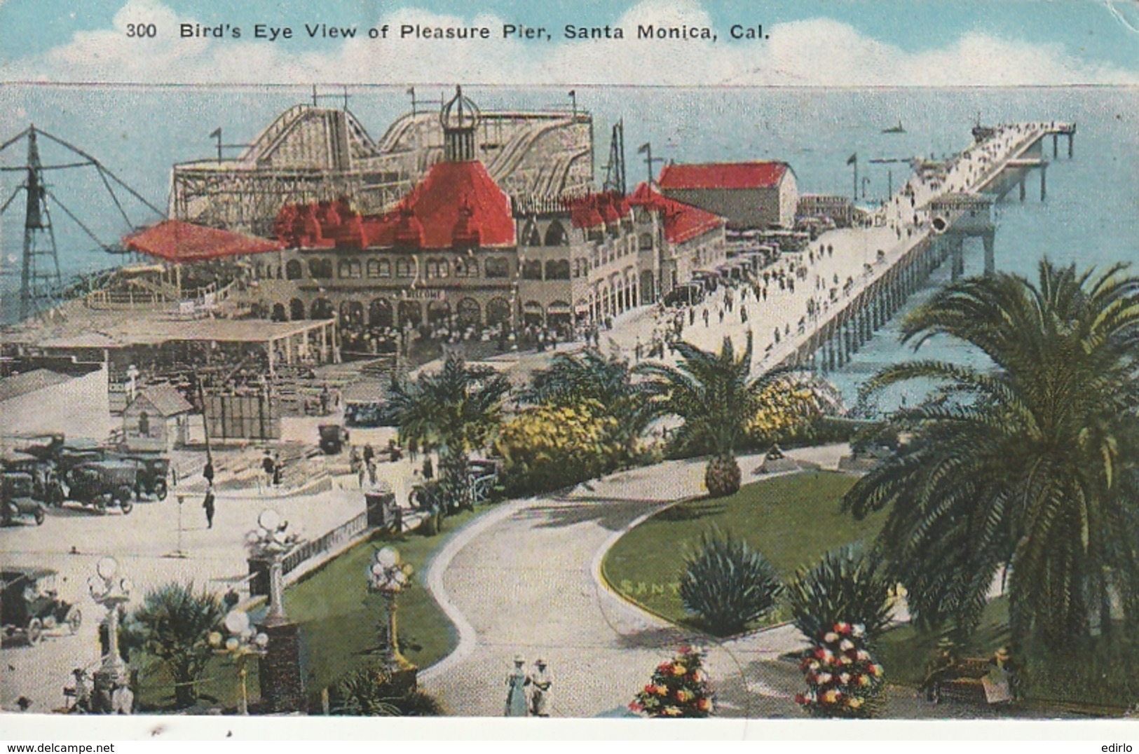 ** CA ***  Bird's Eye View Of Pleasure Pier Santa Monica - Timbre Décollé - Otros & Sin Clasificación