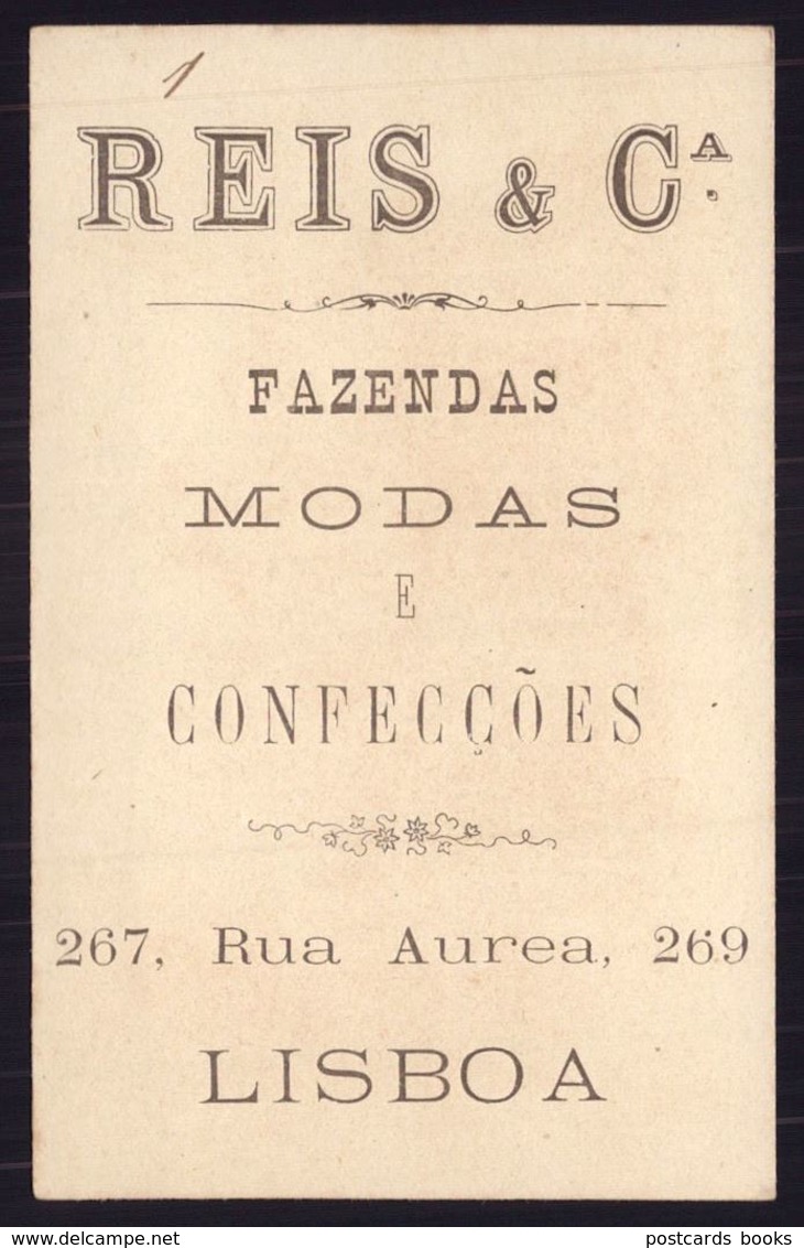 Cartão Publicidade LOJA MODAS - Rua Aurea 269 LISBOA Portugal. Old Victorian Trade Card CHROMO Chapellerie 1880s - Autres & Non Classés