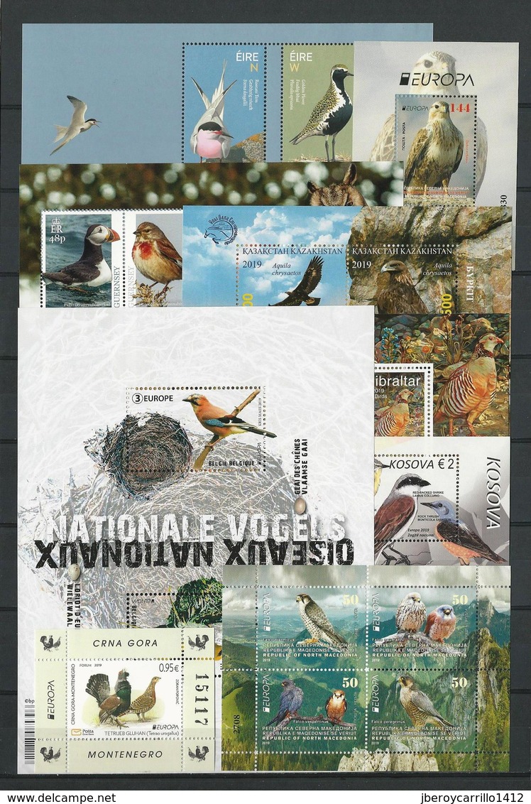 EUROPA 2019 - NATIONAL  BIRDS - "AVES - BIRDS-VÖGEL- OISEAUX"- ESPECIAL SUPLEMENTOS "E" - 137 SELLOS + 25 HOJITAS BLOQUE - Sammlungen