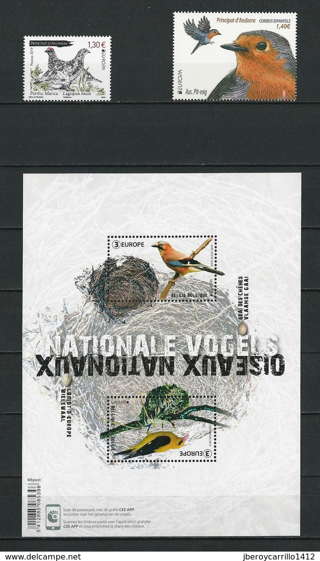 EUROPA 2019 - NATIONAL  BIRDS - "AVES - BIRDS-VÖGEL- OISEAUX"- ESPECIAL SUPLEMENTOS "E" - 137 SELLOS + 25 HOJITAS BLOQUE - Sammlungen