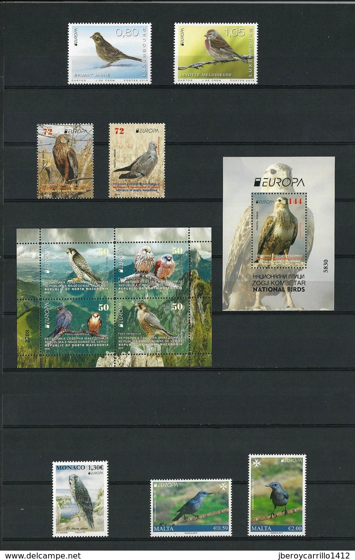 EUROPA 2019 - NATIONAL  BIRDS - "AVES - BIRDS-VÖGEL- OISEAUX"- ESPECIAL SUPLEMENTOS "E" - 137 SELLOS + 25 HOJITAS BLOQUE