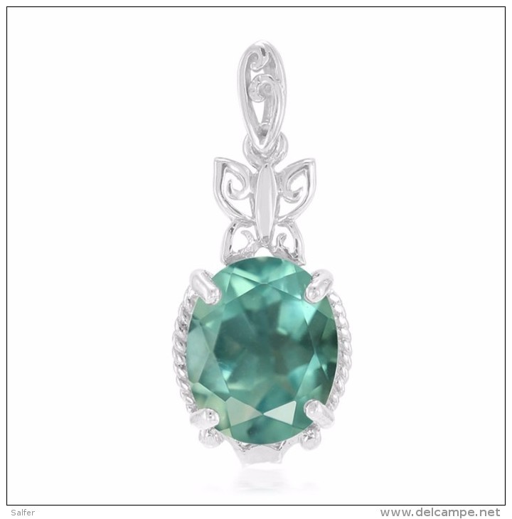 Pendente In Argento 925 Sterling Con Fluorite Esmeralda - Pendants