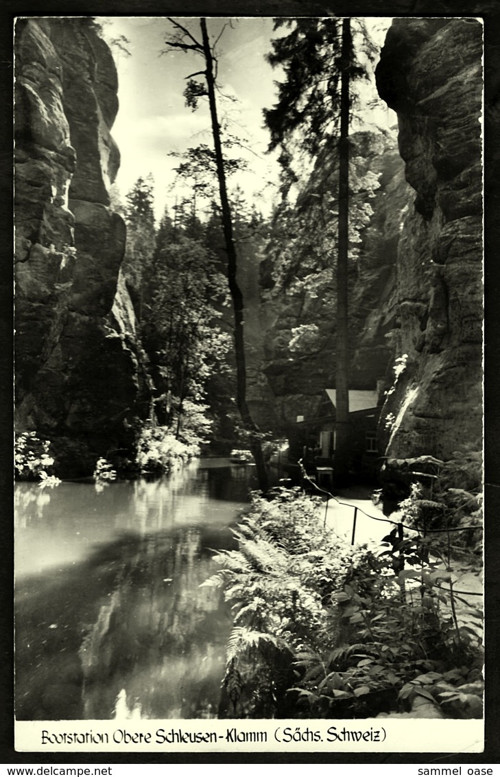 Bootstation Obere Schleusen-Klamm Hinterhermsdorf ( Sächs. Schweiz )  -  Ansichtskarte Ca.1958    (2710) - Hinterhermsdorf