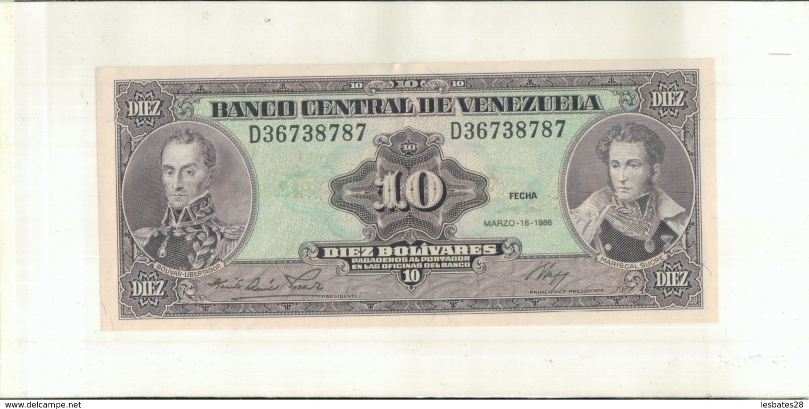 Billet Venezuela , Billet De Banque De 10 Bolivares 1986   (Mai 2020  013) - Venezuela