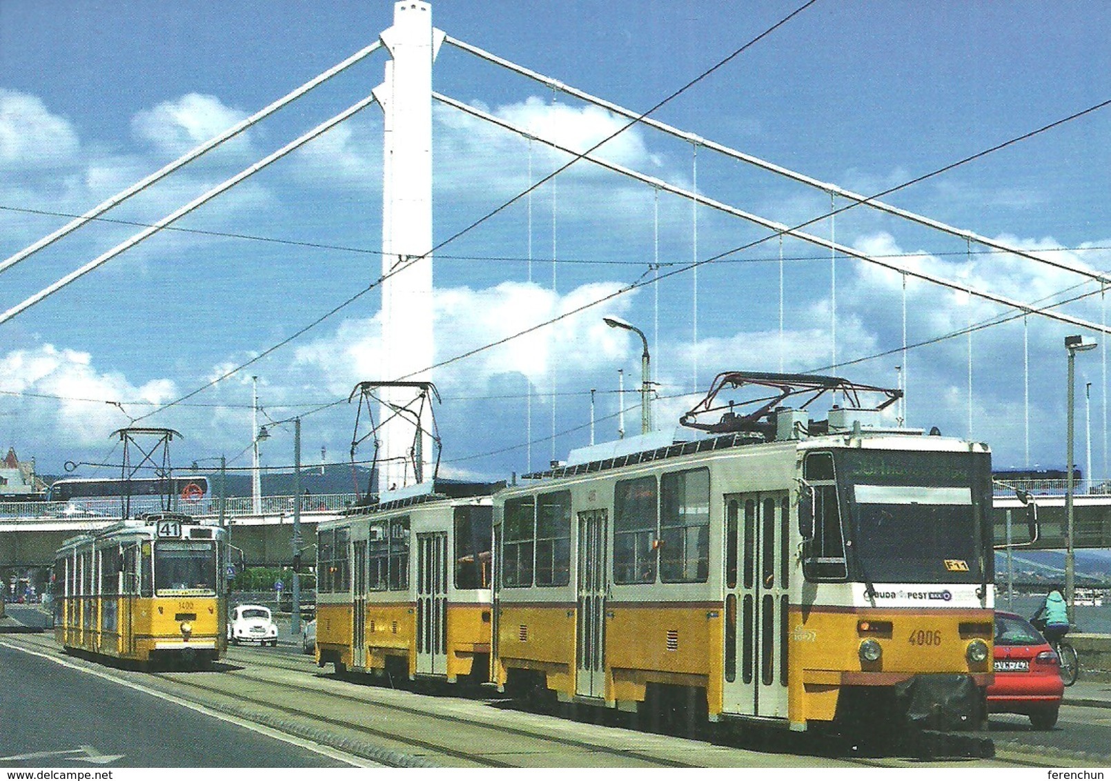 TRAM TRAMWAY RAIL RAILWAY RAILROAD GANZ MAVAG CSMG GCSM ICS TATRA BKV BUDAPEST ELISABETH BRIDGE * Top Card 0460 Hungary - Tramways