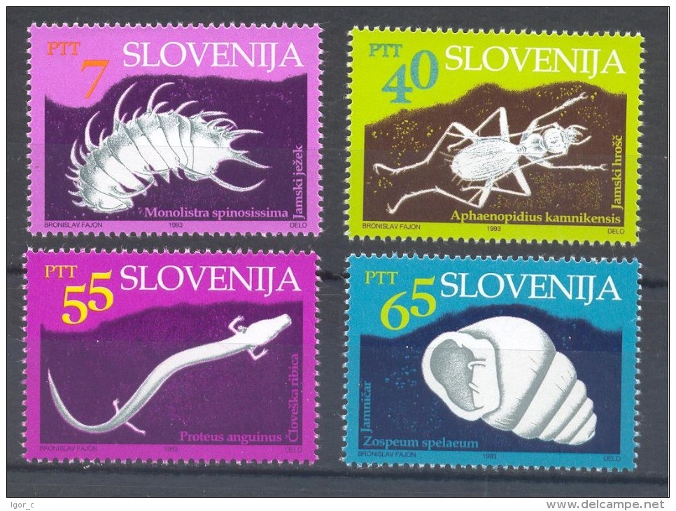 Slovenia Slovenie Slowenien 1993: Mi 60-3; Frotte Fauna - Cave Animals  - Postojna-proteus ...   Mint MNH ** - Slovenia