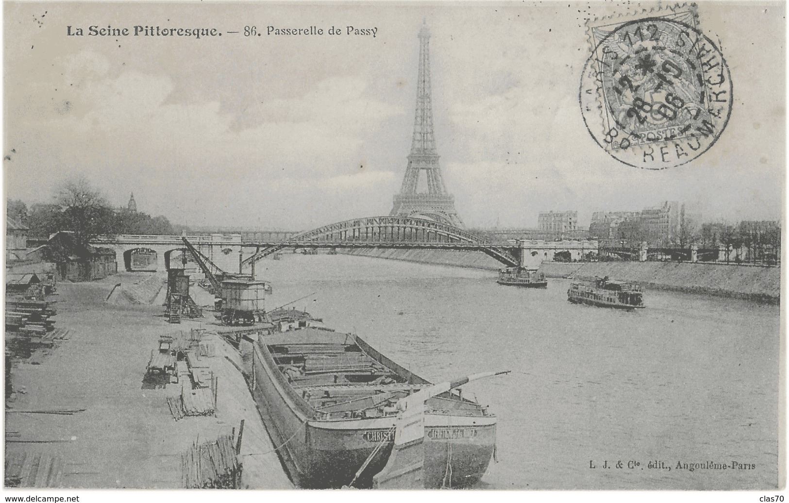 PARIS - LA SEINE PITTORESQUE - PASSERELLE DE PASSY - SUPERBE ANIMATION DE PENICHES - 1906 - Ponts