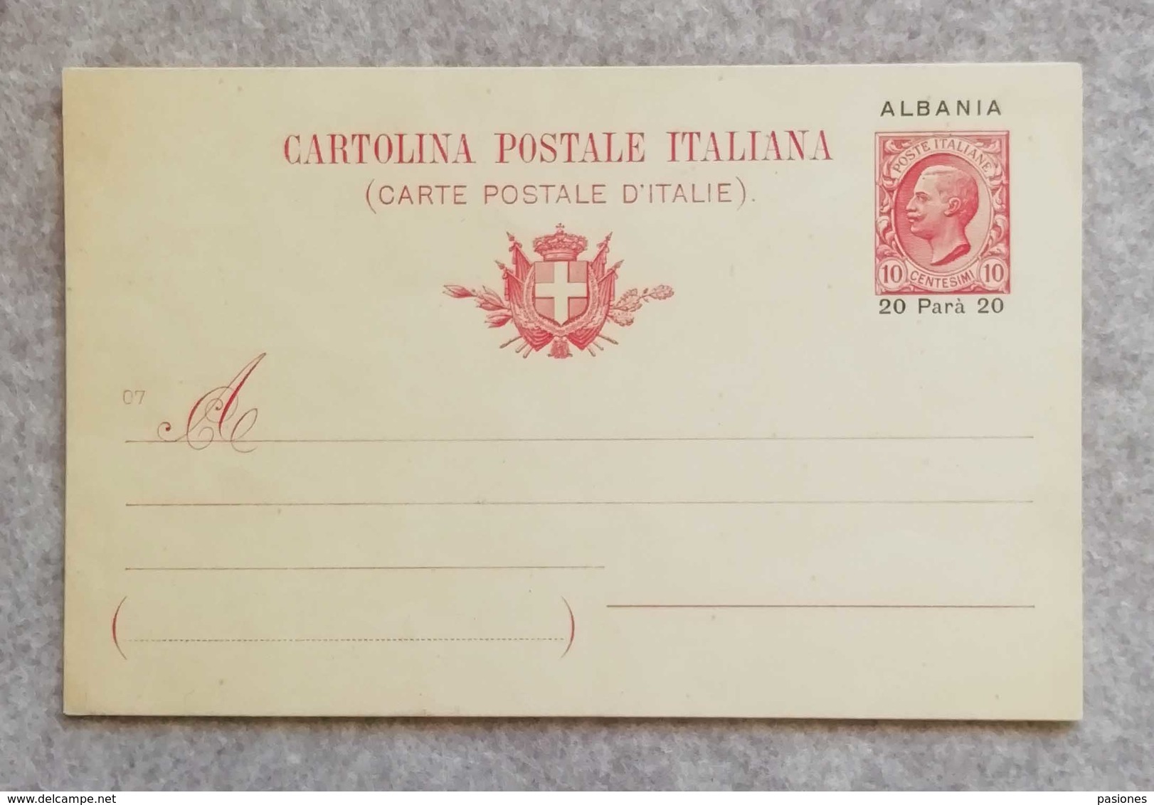 Cartolina Postale Italiana "Albania" Soprastampa 20 Parà Su 10 Cent. Millesimo 07 - Non Viaggiata - Albania