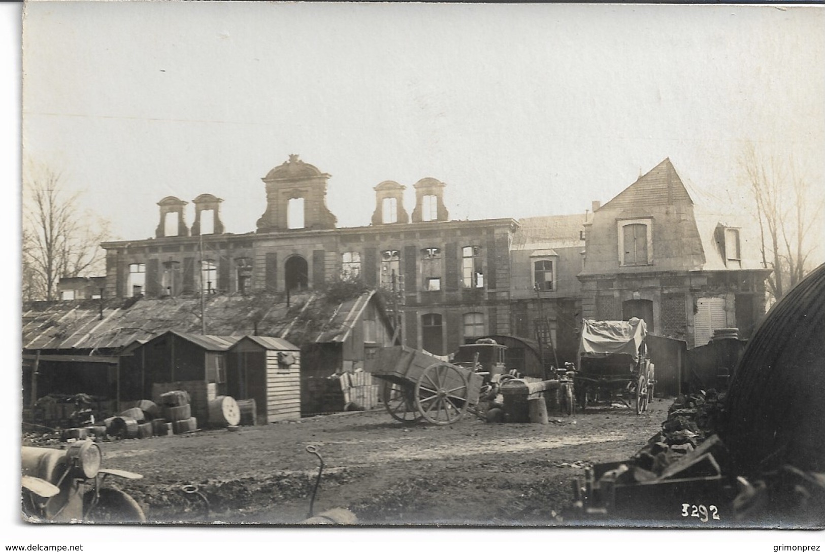 CARTE PHOTO PAS-DE-CALAIS VILLERS-AU-FLOS WW1 Matériel  Occupation Allemande Le Château Bombardé (cliché N°5292) - Autres & Non Classés