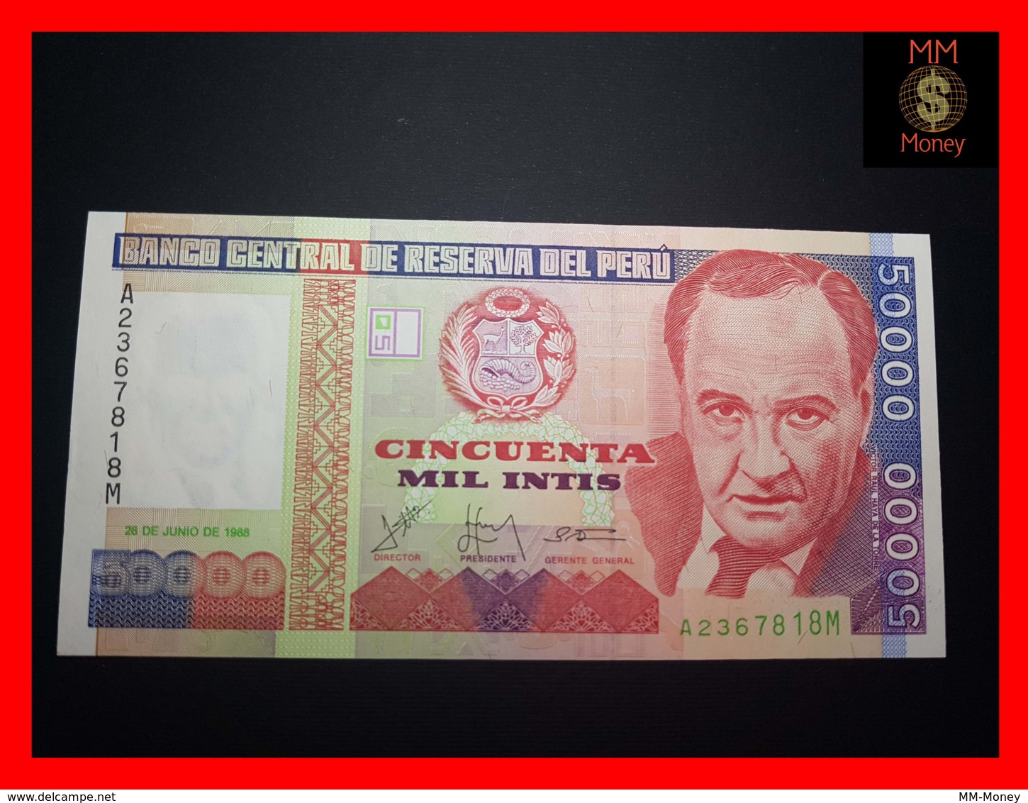 PERU 50.000  50000 Intis 28.6.1988  P. 142  IPSZ  UNC - Perù