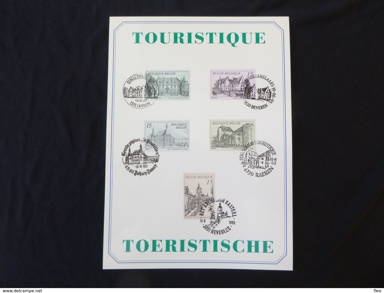 BELG.1993 2512 2513 2514 2515 2516  Filatelic Card  : " Tourisme " - 1991-2000