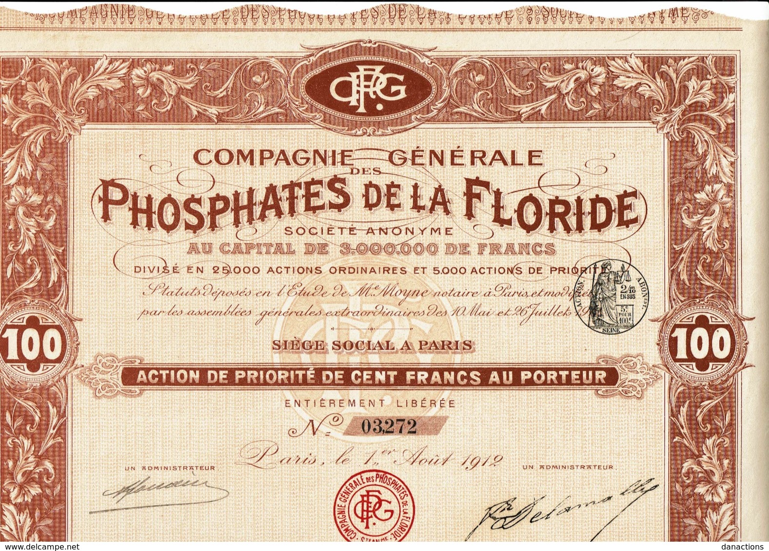 USA-PHOSPHATES DE LA FLORIDE. CIE GLE DES ... - Other & Unclassified