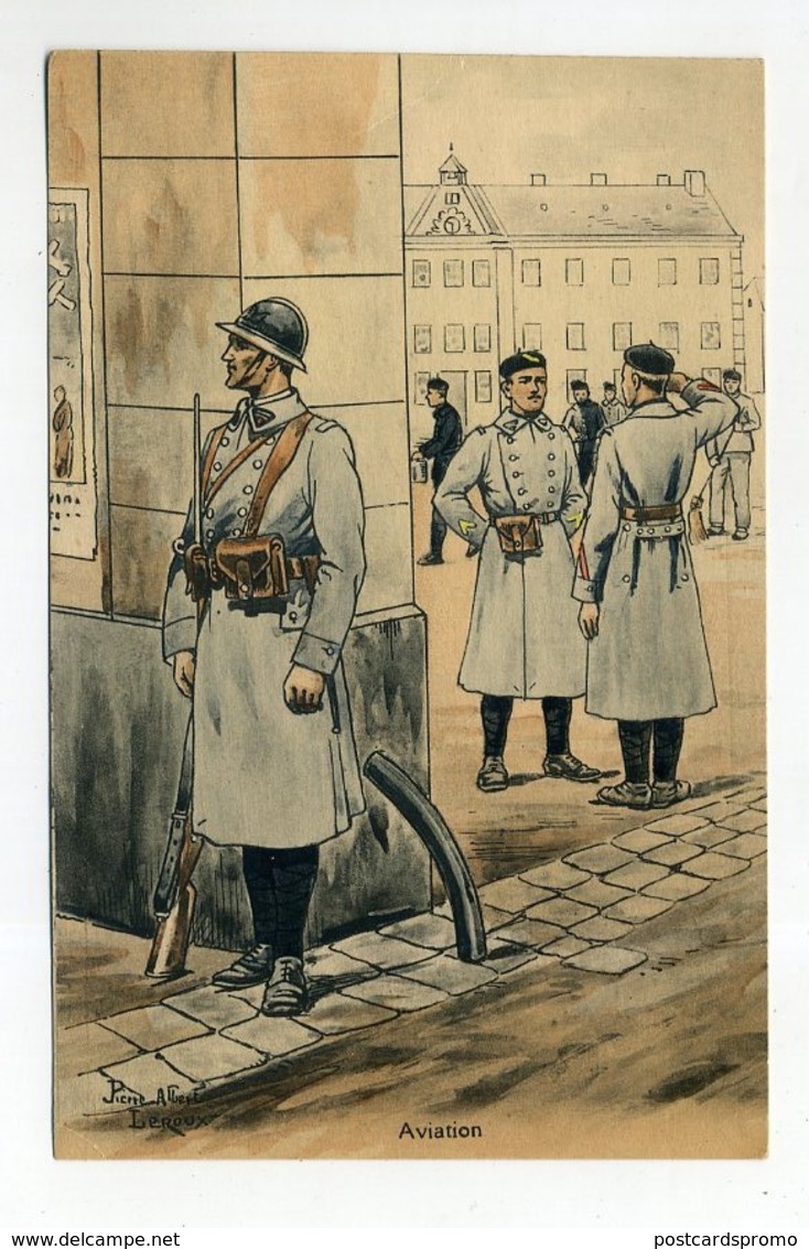 France, Uniforms, Military, Art Sign Pc. By PIERRE ALBERT LEROUX ( 2 Scans ) - Uniformes