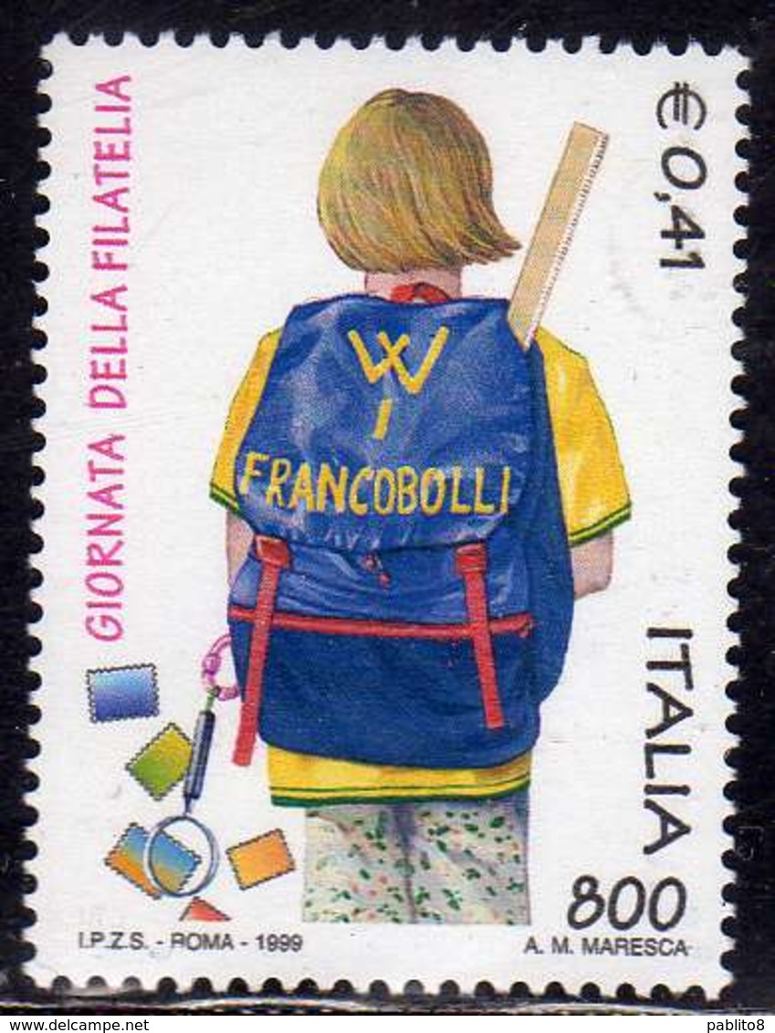 ITALIA REPUBBLICA ITALY REPUBLIC 1999 GIORNATA DELLA FILATELIA STAMP DAY LIRE 800 € 0,41 MNH - 1991-00:  Nuovi