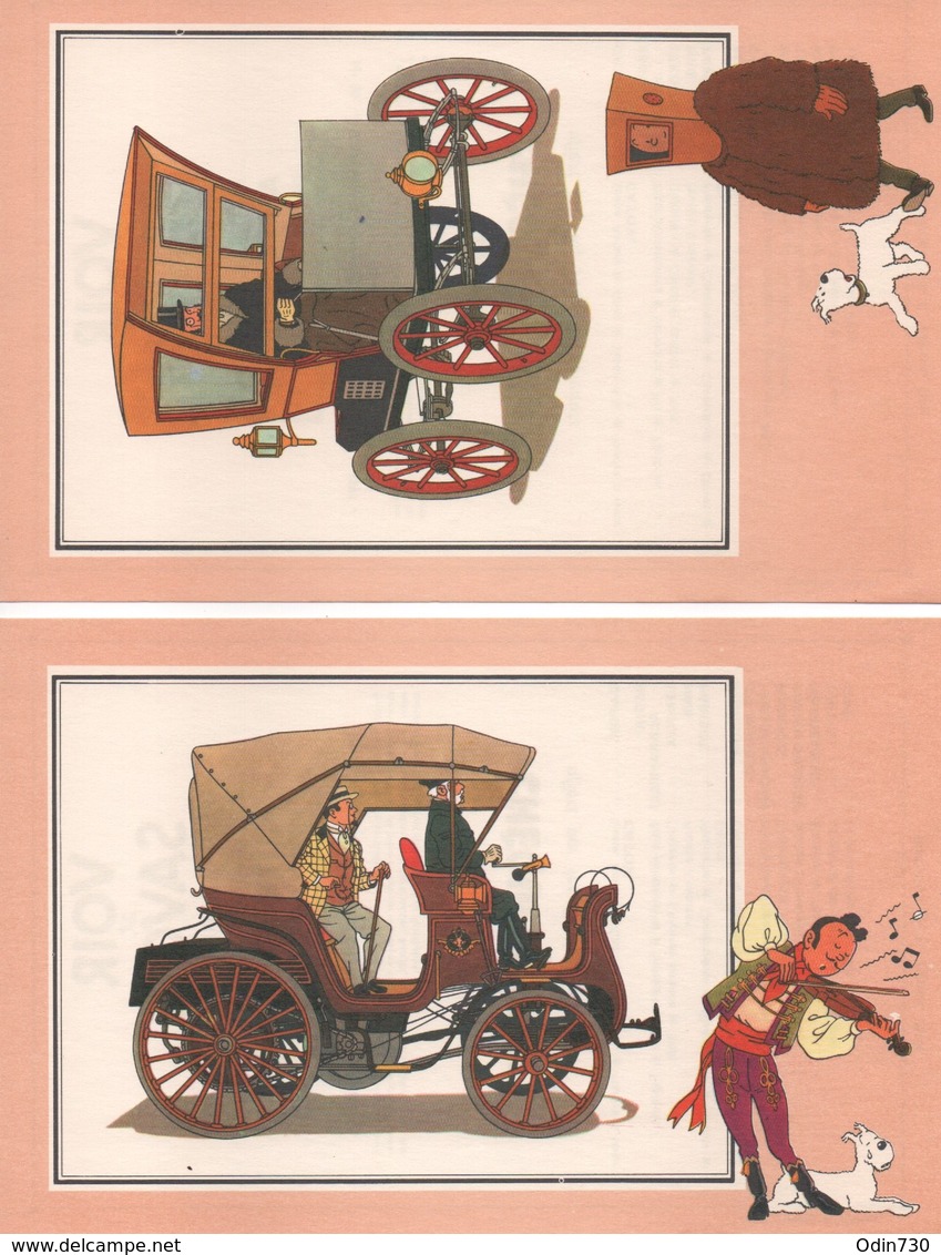 LOT DE 6 CHROMOS TINTIN DE LA COLLECTION VOIR ET SAVOIR L'AUTOMOBILE DES ORIGINE A 1900 SERIE 3 - Chromos