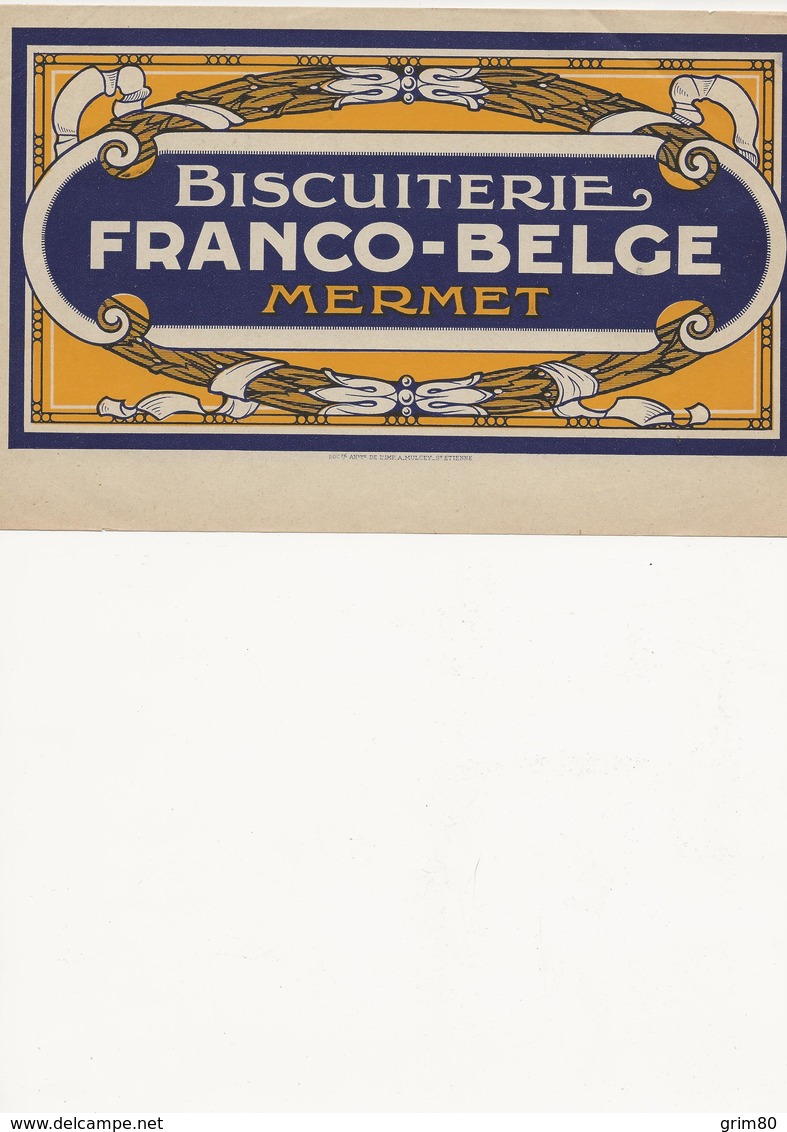 ÉTIQUETTE   BISCUITERIE   FRANCO -  BELGE    MERMET - Altri & Non Classificati