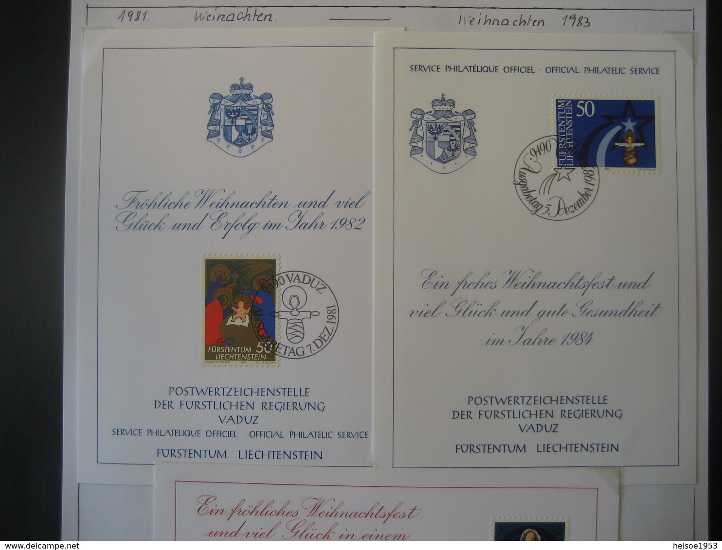 Liechtenstein- 3 FDC Glückwunschkarten Mi.Nr. 789, 814, Und 832 - Covers & Documents