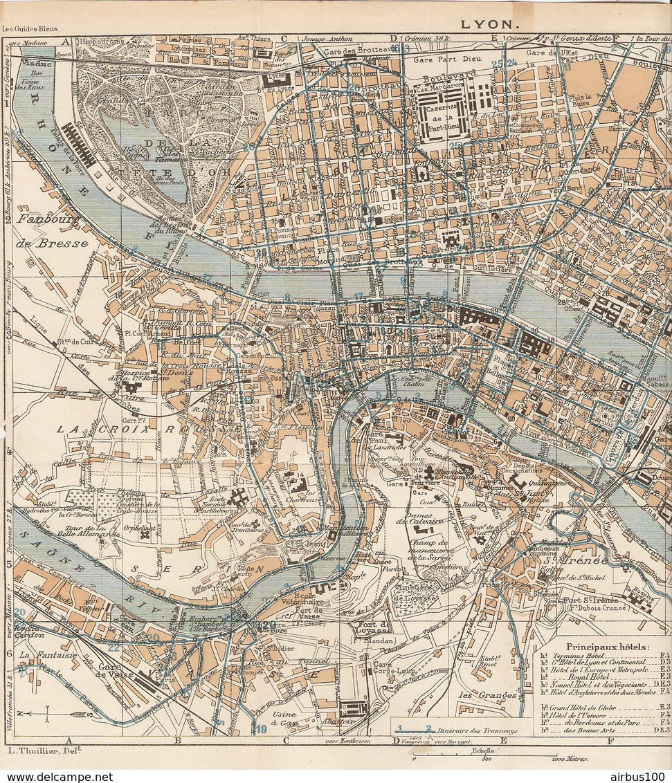 CARTE PLAN 1927 - 24,5 X 31,5 Cm - LYON - CARTE LÉGENDÉE - 3 Scans - Topographische Kaarten